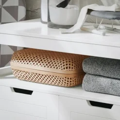 SoBuy Lavt badeværelsesskab med 2 døre i hvid 70x35x89cm, moderne BZR121-W