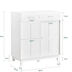 SoBuy Lavt skab med 1 skuffe i hvid 80x40x85cm, moderne FSB84-W