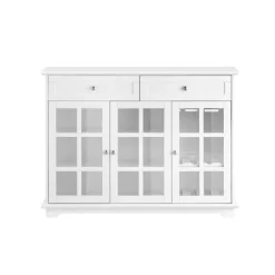 SoBuy Lavt skab med 2 skuffer i hvid 119x40x90cm, moderne FSB77-W