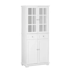SoBuy Lavt skab med 2 skuffer i hvid 75x40x175.5cm, moderne FSB76-W