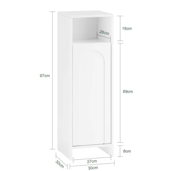 SoBuy Linnedskab med 1 dør i hvid 30x30x97cm, funktionel BZR161-W