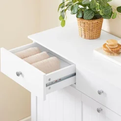 SoBuy Linnedskab med 2 skuffer i hvid 78x38x90cm, funktionel BZR33-II-W
