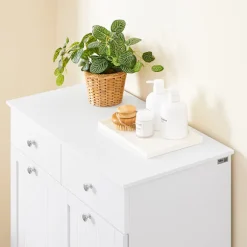 SoBuy Linnedskab med 2 skuffer i hvid 78x38x90cm, funktionel BZR33-II-W