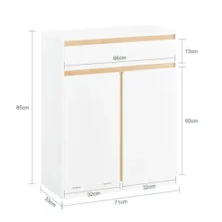 SoBuy Linnedskab med 1 skuffe i hvid 70.5x33x85cm, klassisk BZR79-W