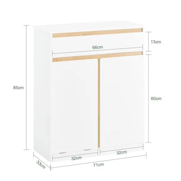 SoBuy Linnedskab med 1 skuffe i hvid 70.5x33x85cm, klassisk BZR79-W