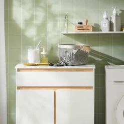 SoBuy Linnedskab med 1 skuffe i hvid 70.5x33x85cm, klassisk BZR79-W