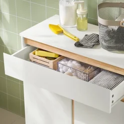 SoBuy Linnedskab med 1 skuffe i hvid 70.5x33x85cm, klassisk BZR79-W