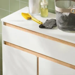 SoBuy Linnedskab med 1 skuffe i hvid 70.5x33x85cm, klassisk BZR79-W