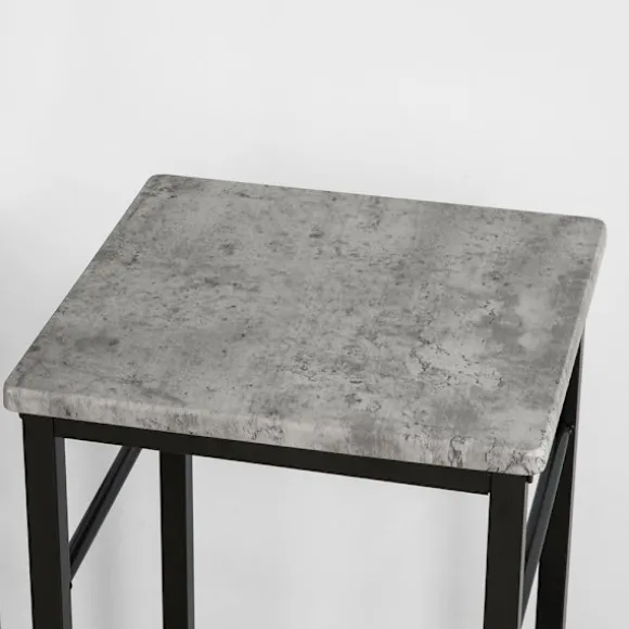 SoBuy lysegrå bord med 2 skamler med pladsbesparende 80x50x87cm, industriel OGT10-HG