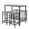 SoBuy lysegrå bord med 4 skamler med pladsbesparende 100x60x87cm, industriel OGT11-HG