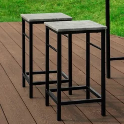 SoBuy lysegrå bord med 4 skamler med pladsbesparende 100x60x87cm, industriel OGT11-HG