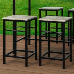 SoBuy lysegrå bord med 4 skamler med pladsbesparende 100x60x87cm, industriel OGT11-HG