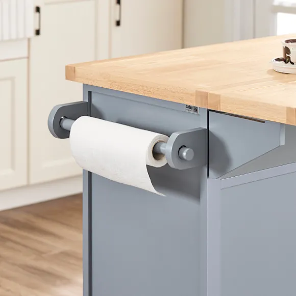 SoBuy lysegrå køkkenø med 2 skuffer 115x71x92.5cm, funktionel FKW71-II-HG