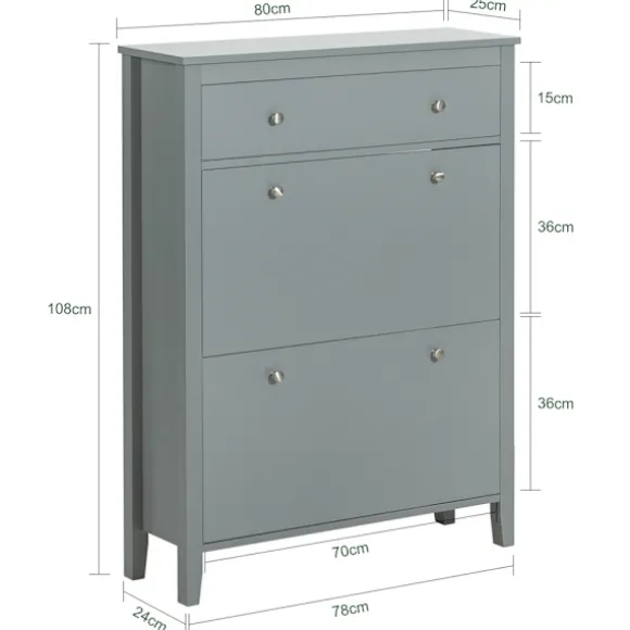 SoBuy lysegrå skoskab med 1 skuffe 24.99x80.01x108cm, moderne FSR89-HG