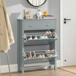 SoBuy lysegrå skoskab med 1 skuffe 24.99x80.01x108cm, moderne FSR89-HG