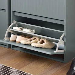 SoBuy lysegrå skoskab med 3 døre 26.01x61.01x119.99cm, funktionel FSR165-H-HG