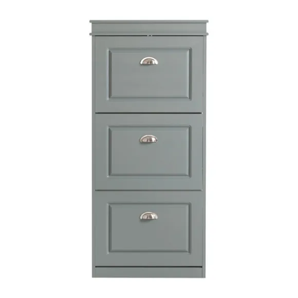 SoBuy lysegrå skoskab med 3 døre 24x53.01x116.99cm, moderne FSR94-HG