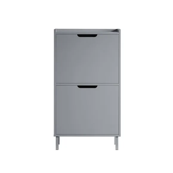 SoBuy lysegrå skoskab med 4 døre 19x50.01x89.99cm, moderne FSR151-HG
