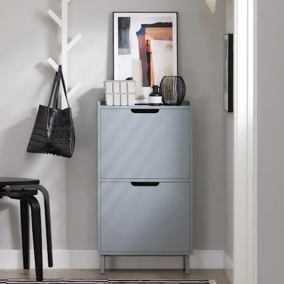 SoBuy lysegrå skoskab med 4 døre 19x50.01x89.99cm, moderne FSR151-HG