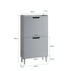 SoBuy lysegrå skoskab med 4 døre 19x50.01x89.99cm, moderne FSR151-HG