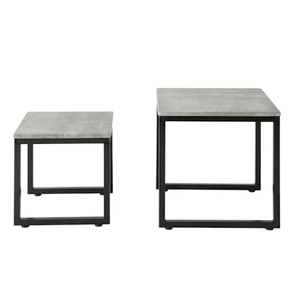 SoBuy lysegrå sæt med 2 sofaborde 50x50x50cm, industriel FBT42-HG