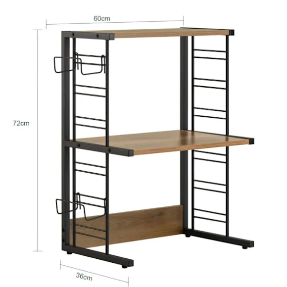 SoBuy Mikrobølgeovnshylde med 3 hylder i mørkebrun 52x35x71.5cm, industriel KCR08-PF