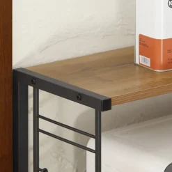 SoBuy Mikrobølgeovnshylde med 3 hylder i mørkebrun 52x35x71.5cm, industriel KCR08-PF