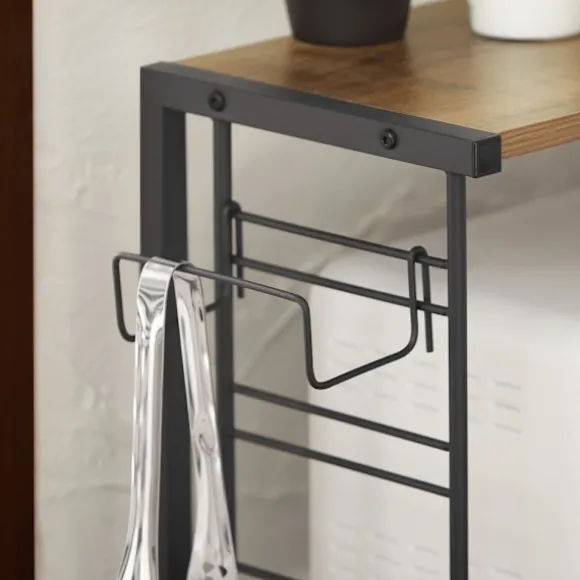 SoBuy Mikrobølgeovnshylde med 3 hylder i mørkebrun 52x35x71.5cm, industriel KCR08-PF