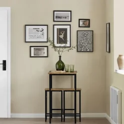 SoBuy mørkebrun bord med 2 skamler med pladsbesparende 80x50x87cm, industriel OGT10-PF