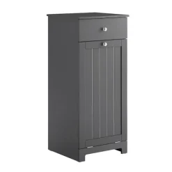 SoBuy mørkegrå lavt badeværelsesskab med 1 skuffe 40x38x91cm, moderne BZR21-II-DG