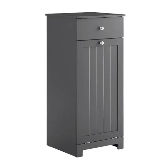 SoBuy mørkegrå lavt badeværelsesskab med 1 skuffe 40x38x91cm, moderne BZR21-II-DG