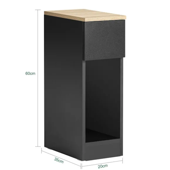 SoBuy Nattbord med 1 skuffe i sort 20x35x60cm, moderne FBT111-SCH