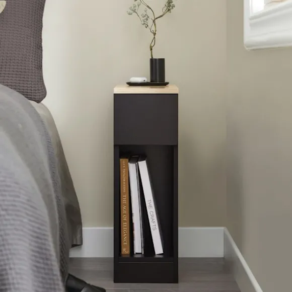 SoBuy Nattbord med 1 skuffe i sort 20x35x60cm, moderne FBT111-SCH