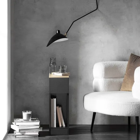 SoBuy Nattbord med 1 skuffe i sort 20x35x60cm, moderne FBT111-SCH