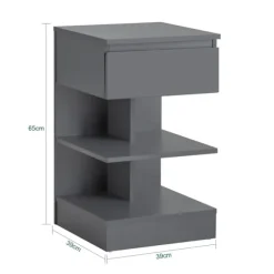 SoBuy Nattbord med 1 skuffe i lysegrå 39x39x65cm, moderne FBT49-HG