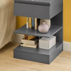 SoBuy Nattbord med 1 skuffe i lysegrå 39x39x65cm, moderne FBT49-HG