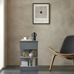 SoBuy Nattbord med 1 skuffe i lysegrå 39x39x65cm, moderne FBT49-HG