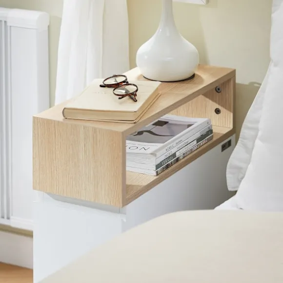 SoBuy Nattbord med 2 skuffer i træ 50x20x61cm, minimalistisk FBT155-WN
