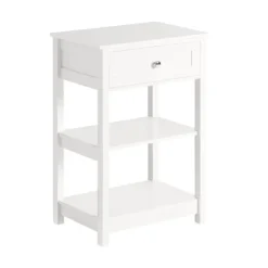 SoBuy Nattbord med 1 skuffe i hvid 45x30x68cm, moderne FBT46-W