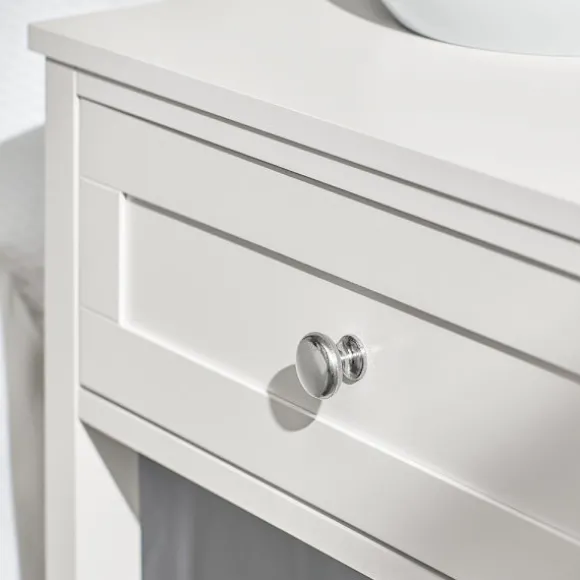 SoBuy Nattbord med 1 skuffe i hvid 45x30x68cm, moderne FBT46-W