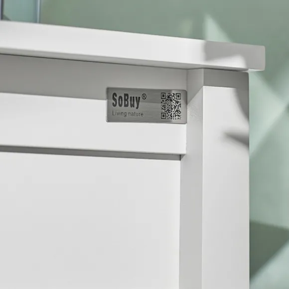 SoBuy Nattbord med 1 skuffe i hvid 45x30x68cm, moderne FBT46-W