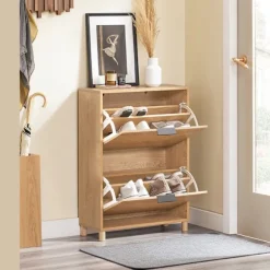 SoBuy naturlig skoskab med 2 døre 60x24x83cm, vintage FSR200-II-N
