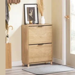 SoBuy naturlig skoskab med 2 døre 60x24x83cm, vintage FSR200-II-N