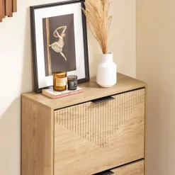 SoBuy naturlig skoskab med 2 døre 60x24x83cm, vintage FSR200-II-N