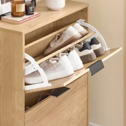 SoBuy naturlig skoskab med 2 døre 60x24x83cm, vintage FSR200-II-N