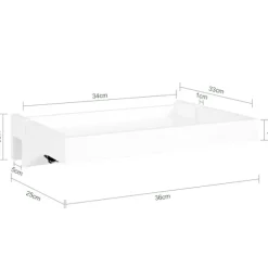 SoBuy Sengehylde med klemme med 1 hylde i hvid 36x25x8.5cm, moderne NKD01-W