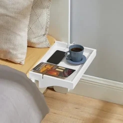 SoBuy Sengehylde med klemme med 1 hylde i hvid 36x25x8.5cm, moderne NKD01-W