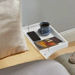 SoBuy Sengehylde med klemme med 1 hylde i hvid 36x25x8.5cm, moderne NKD01-W