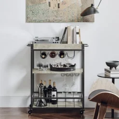 SoBuy Serveringsvogne med bakke Køkkenvogne FKW56-HG Grey
