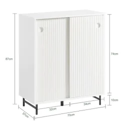 SoBuy Skab til sko med 1 dør i hvid 70x37x88cm, moderne FSB62-W